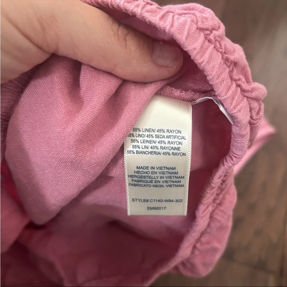 Cloth & Stone Half Placket Linen Blend Tank Top Vintage Berry Pink Small - Picture 5 of 8